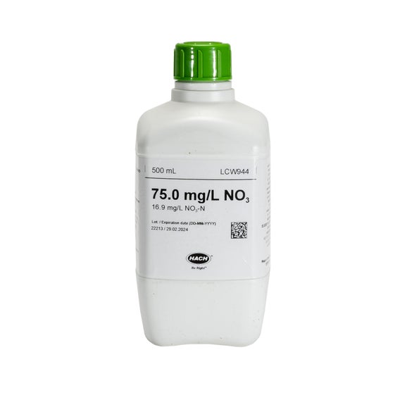 Nitraatstandaard, 75 mg/L NO₃ (16,9 mg/L NO₃-N), 500 mL