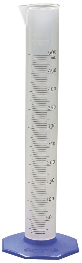 Cylinder, graduated, polypropylene, 50 mL +-0.6 mL, 1.0 mL divisions