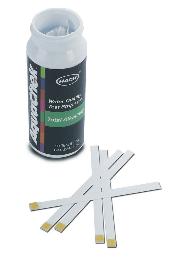 Teststrips voor totale alkaliniteit, 0-240 mg/l, 50 tests