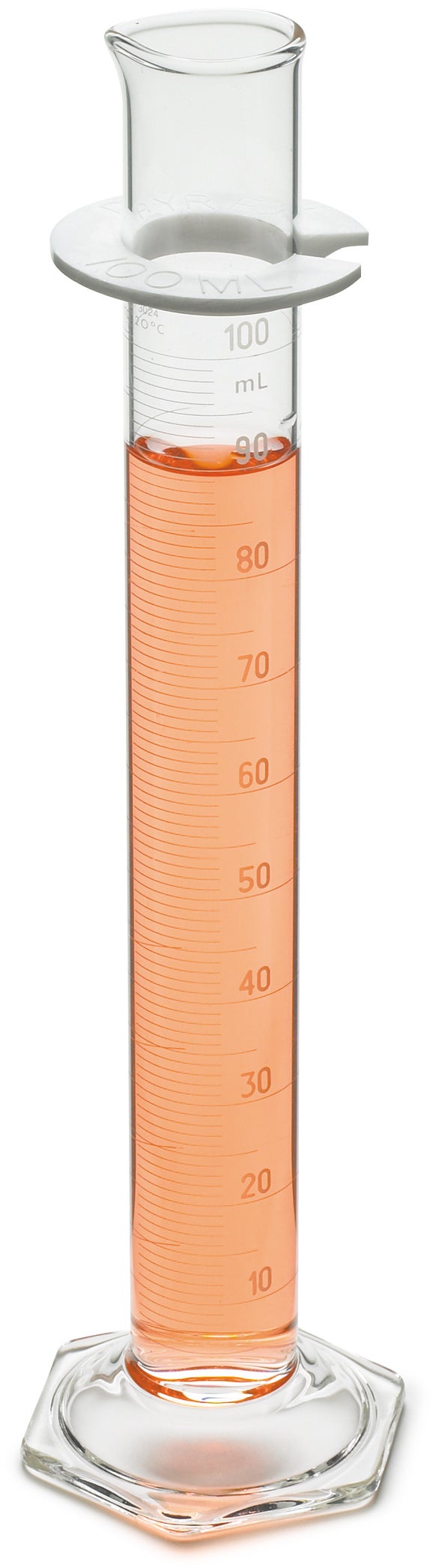 Cylinder, graduated, 25 mL +- 0. 3 mL, 0.5 mL divisions (white markings)