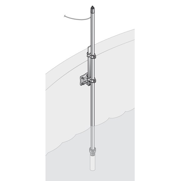 Bevestigingsarmatuur voor geleidbaarheid, bestaande uit sokkel (10 cm, RVS), glijstrip (RVS) & dompelbuis (2m, RVS).