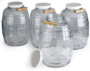 Set van (4) 10 L glazen flessen, met doppen met PTFE binnenkant