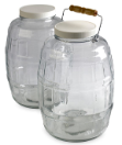Set van (2) 10 L glazen flessen, met doppen met PTFE binnenkant