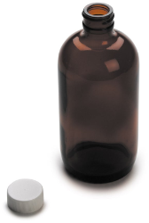 Fles, opslag, glas, geelbruin, 237 mL, 6 per verpakking met doppen