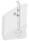 Bevestigingsarmatuur voor Filtersonde sc, bestaande uit sokkel (24 cm, RVS), glijstrip (RVS) & dompelbuis (2 m, RVS)