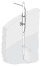 Filtrax Bevestigingsarmatuur voor Filtrax / Sigmatax, bestaande uit sokkel (10 cm, RVS), glijstrip (RVS) & dompelbuis met extra opening (2 m, RVS)